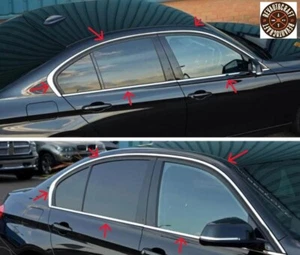 BMW Serie 3 F30 - F35- F80 2013-2018 cromo marco ventana moldura - acero inoxidable - Imagen 1 de 5