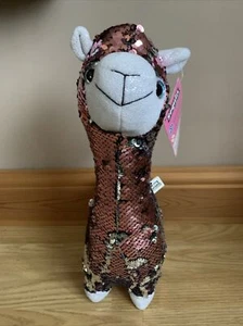 Sequin Collection Reversible Pink 14”Llama/Alpaca Plush Teddy Toy NEW Tags - Picture 1 of 7