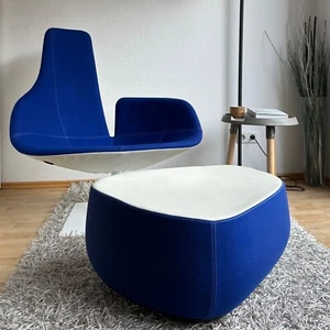 Designer-Sessel MOROSO FJORD RELAX mit Hocker im TOP-ZUSTAND blau-weiß selten - Bild 1 von 10