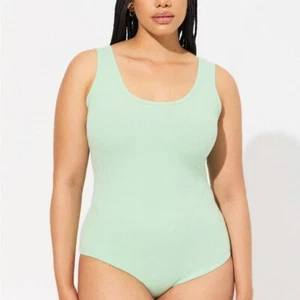 Torrid Super Soft Rib Double Scoop Bodysuit light green size 1X - Picture 1 of 9