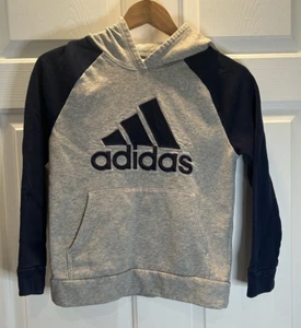 Adidas Hoodie Sweatshirt Gray and Blue Medium 10/12 - Picture 1 of 5