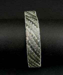 Bracelet Sterling Weave Textured Sterling 925 Italy 7 Inches Long Bracelet - Picture 1 of 4