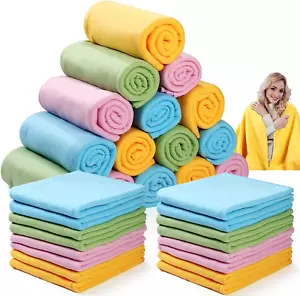 32 Pcs Fleece Blanket Bulk, 60X50 Inch Fleece Throws Blankets Soft Polyester Out - Picture 1 of 12