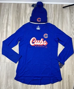 Combo de camiseta y sombrero de manga larga para mujer Chicago Cubs Run The Bases azul real - Imagen 1 de 21