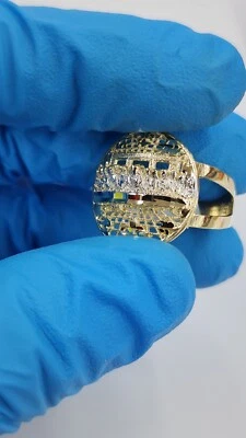Anillo de Última Cena Corte Diamante Real Sólido 10K Oro Dos Tonos Talla 12.5 Foto 1 de 4