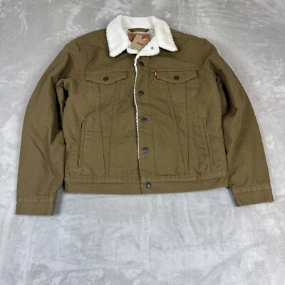 Levi's Type III Sherpa Trucker Jacket Men's Size Small Cougar Canvas 163650122 - Image 1 of 4