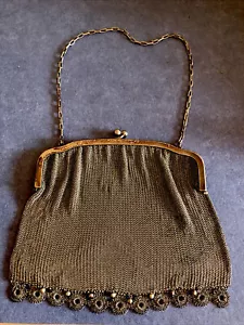 Antique Art Deco Evening Purse With Chain ,Steel Woven Pattern, Circa 1910 - Picture 1 of 5