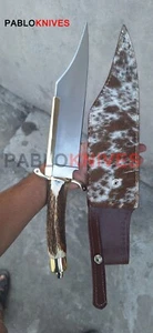 Cuchillo Bowie Premium Forjado a Mano J2 Acero Caza Raro Ciervo Asta Mango Cuchillo - Imagen 1 de 11