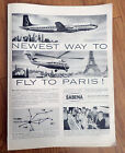 1957 Sabena Belgian World Airlines Ad Newest Way to Fly to Paris Sikorsky S-58