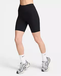 Nike Women's One Black High-Waisted 8" Pockets Biker Shorts (FZ6758-010) Sz S/M - Picture 1 of 7