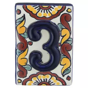 Mexikanische Fliese Hausnummern Adressnummern Keramik Hausnummer Talavera # 3 - Bild 1 von 2