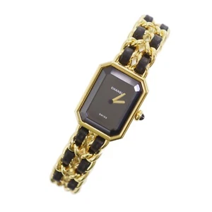 CHANEL Premiere Discontinued Wristwatches L Gold Black Quartz Swiss #CT730 S - Picture 1 of 16