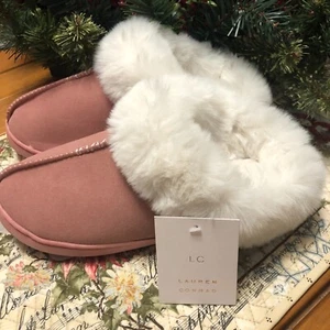 NEW Womens Faux Suede/Fur Clog Slippers Shoes Sz S 6/7 Pink NWT LC Lauren Conrad - Picture 1 of 5