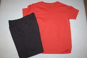 Boys TWO PC LOT Shorts Tee Shirt ORANGE TEE SHIRT Black Shorts XL 14-16 - Picture 1 of 1
