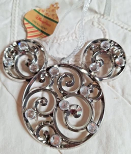 DIsney Decorazione Natalizia Argento Scintillante Orecchie di Topolino NUOVE - Foto 1 di 3