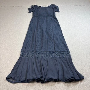 Sundance Maxi Dress Woman 8 Blue Lined Embroidered Floral Gauzey Modest Boho Y2K - Picture 1 of 9