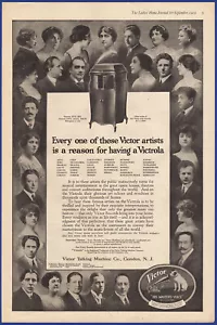 Vintage 1919 VICTOR Victrola Sprechmaschine verschiedene Künstler Phonograph Druck Anzeige - Bild 1 von 1