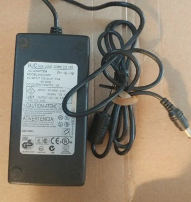 Genuine HJC Hua Jung HASU05F Monitor/Surveillance AC Adapter pwr cord HASU05K - Image 1 of 3
