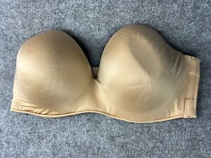 Cacique Bra Women's 42F Beige Nude Tan Strapless Push Up Padded Underwire Plunge