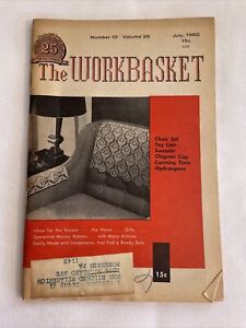 1960 July THE WORKBASKET Magazine, Chair Set, Toy Lion, Sweater (MH107)