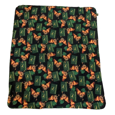 John Deere Fleece Blanket Green Black All Over Print Logo Rooster Farm 59x48 - Imagem 1 de 4