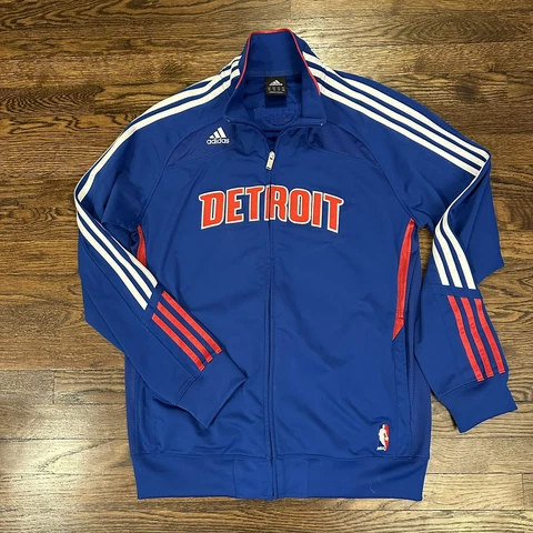 NBA Detroit Pistons mens full zip embroidered jacket Medium Blue Adidas Cover
