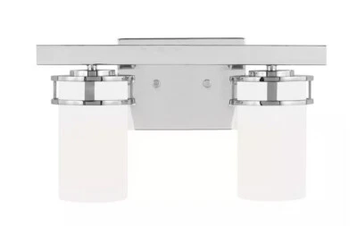 Generation Lighting Robie 14" 2-Light Chrome Transitional Rustic Vanity Light - Image 1 of 3