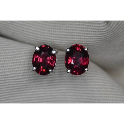 Brincos de rodolita certificados 3,82 quilates granada prata esterlina real G83 - Imagem 1 de 4