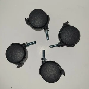 (4) Ruote per sedia 2" in plastica con chiusura a doppia ruota, stelo 5/16"-18, larghezza 1-3/4" - Foto 1 di 4