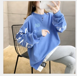 Damen Mädchen Bluse koreanischer Stil T-Shirt Langarm lässig lose Tops - Bild 1 von 7
