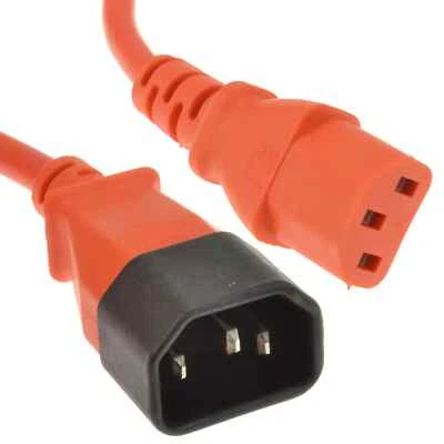 2 Meter Power Extension Cable IEC Kettle Male to Female C13 - C14 Orange - Image 1 of 4