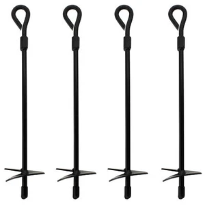 BISupply Ground Anchors, 15in - 4pk Black Shed Anchor Kit Ground Stakes - Picture 1 of 8