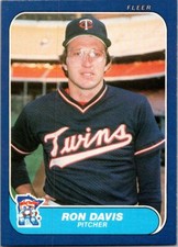 1986 Fleer Ron Davis #390 Minnesota Twins Baseball Card