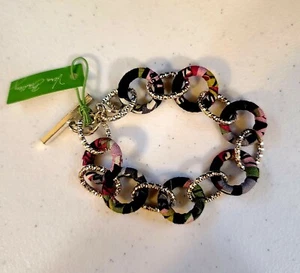 Nuevo Con Etiquetas Vera Bradley "Moon Flooms" Envuelto Tela Eslabones Pulsera - Imagen 1 de 9