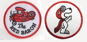 AIR FORCE FRISIAN FLAG EXERCISE iron-on 2-PATCH: Red Baron Fighter Pilot Snoopy - Picture 1 of 12