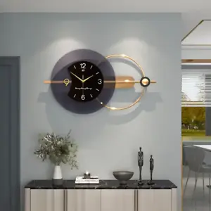 Large Wall Clock Modern Luxury Design Black & Gold 80cm x 38cm New & Boxed - Picture 1 of 3
