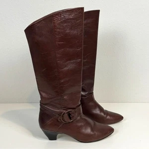 VTG 9 Nine West Brown Kitten Heel Boots Jobeth Size 7 - Picture 1 of 10