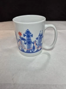 Robot Holiday Party Calamityware Don Moyer 2016 weiß & blau Becher Tasse Weihnachten  - Bild 1 von 14