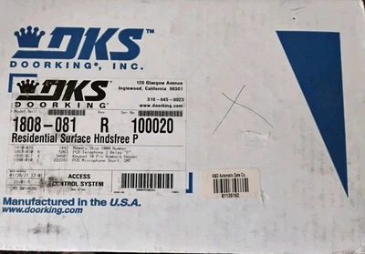 DKS DOORKING 1808-081 RESIDENTIAL LOBBY PANEL SURFACE MNT. HANDS FREE ~ NEW - Image 1 of 2
