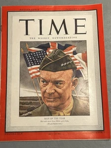 WWII- 1945 -TIME- Vintage DWIGHT D. EISENHOWER MAN OF YEAR Magazine - January 1 - Bild 1 von 3