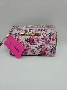 BETSEY JOHNSON Bolsa Muñequera con Cremallera Floral Nueva con Etiquetas Doble Cremallera - Imagen 1 de 6