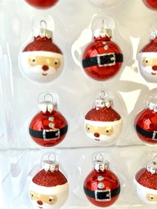 20 MINI SANTA CLAUS & BELT BUCKLE GLASS BALLS CHRISTMAS ORNAMENTS - Picture 1 of 10