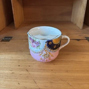 Antique German Tea Cup - Mustache Cup - Mustache Guard - Multicolored Piece - Picture 1 of 8