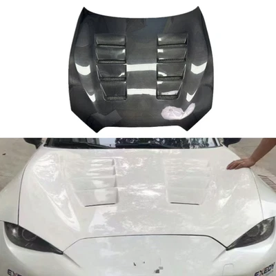 Fits 16-25 Mazda Miata MX5 ND ND2 ND3 Real Carbon Fiber Hood Bonnet Cover Trim - Image 1 of 4