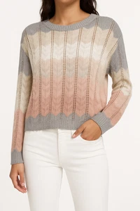 Suéter Storia Crochet Chevron Tejido Mediano Multicolor Nuevo con Etiquetas Acrílico - Imagen 1 de 7