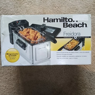 Freidora de aceite Hamilton Beach 35200 8 tazas acero inoxidable ~ nueva en caja  Foto 1 de 4