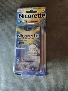 Nicorette Gum 2mg Coated White Ice Mint 20 Pieces EXP 2/26 Pocket Pack New  - Picture 1 of 3