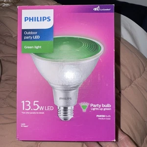 Philips 100W Equivalent Green PAR38 Medium LED Floodlight Light Bulb 568287 Pack - Picture 1 of 11