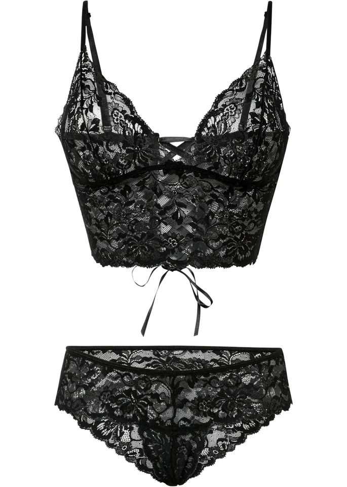 2-tlg Set Bustier und String ouvert Gr. 40/42 Schwarz Damen-Unterwasche Neu - Bild 1 von 1