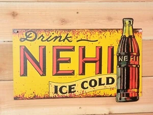 Vintage Style Drink NEHI Ice Cold Soda Mancave Bar Collectible Soda Metal Sign  - Picture 1 of 4